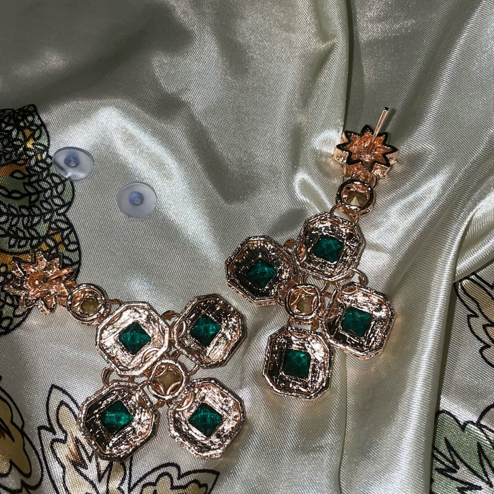 Beautiful green diamond earrings